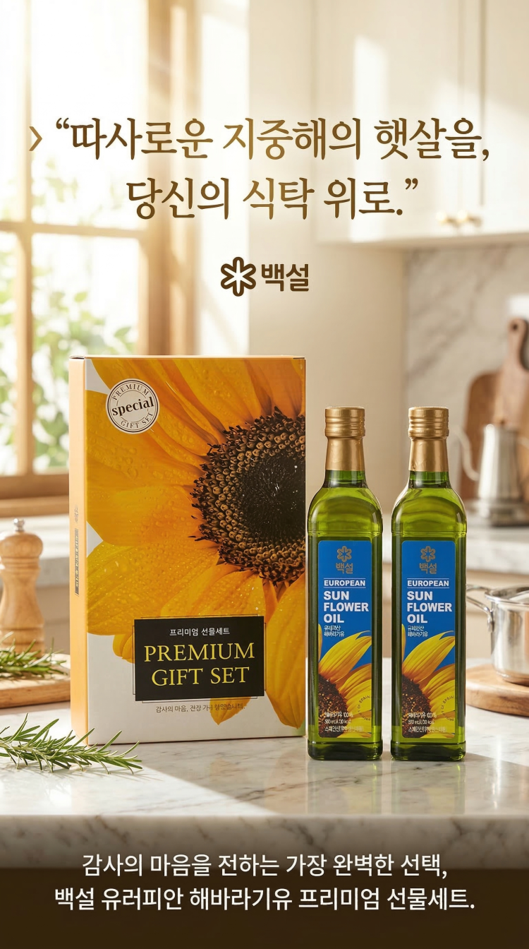백설 유러피안 해바라기유 프리미엄 선물세트 500ml x 2병 | 블랙픽 블랙픽 특가 1